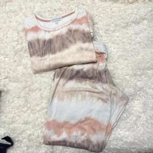 PJ SALVAGE Womens Peach/Tan Tie-Dye Lounge Pajama SET - LIKE NEW XL